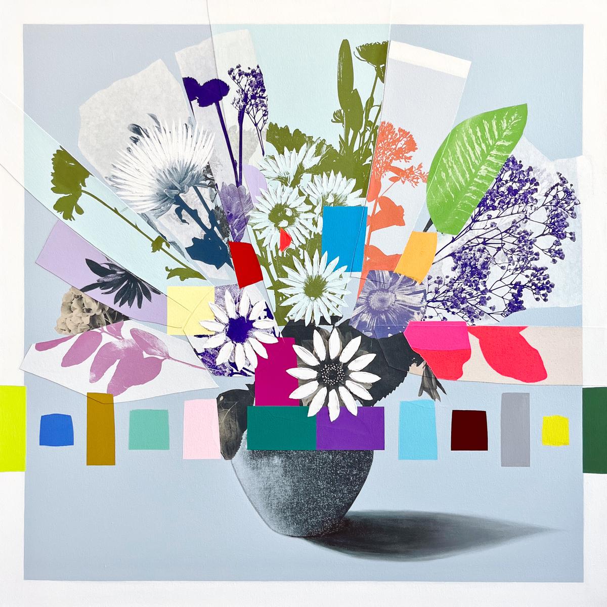 Vintage Bouquet (Blue + Green + Coral Flowers), 2023, image 2